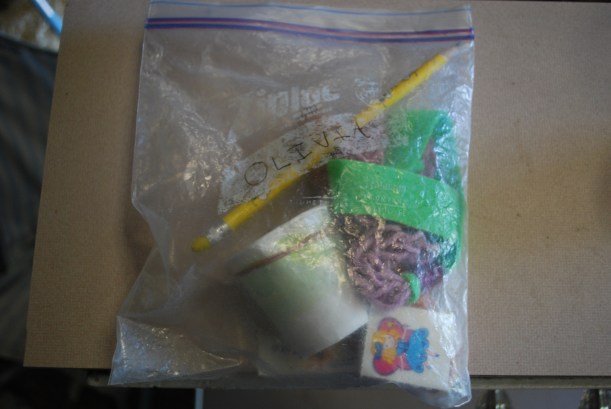 Goody bags assembled by Lily and Sylvia.