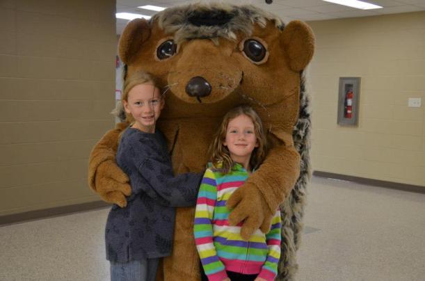 In case you missed the FB posts, we saw Jan Brett on Sunday and had pictures with both her and Hedgie!  The girls loved Hedgie!