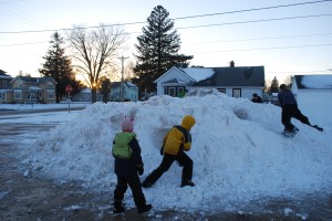 We spent a lot of time outside - skiing, skating and one warm afternoon, building tunnels in a huge snow pile!