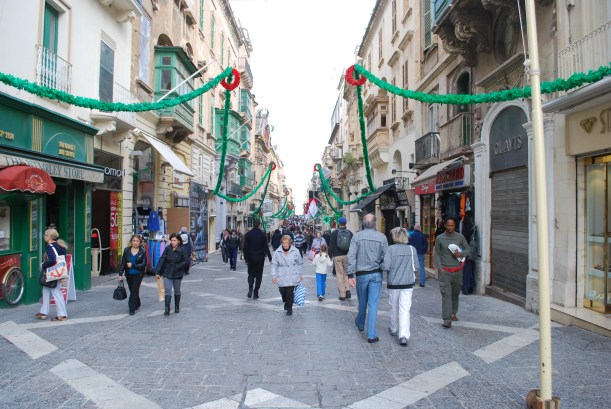 We started with a bus ride to Valletta, the capital of Malta.  It is not as built up as Sliema and has an older feel to it.  There were many, many people out walking in the streets.