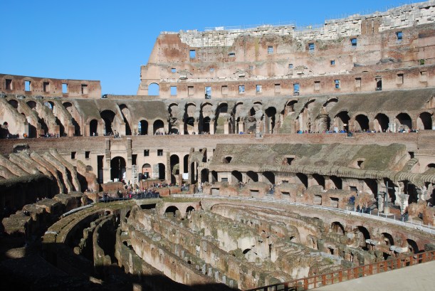 Inside the Colosseum, where the games took place.  Sylvia found the description of the games to be so interesting.  