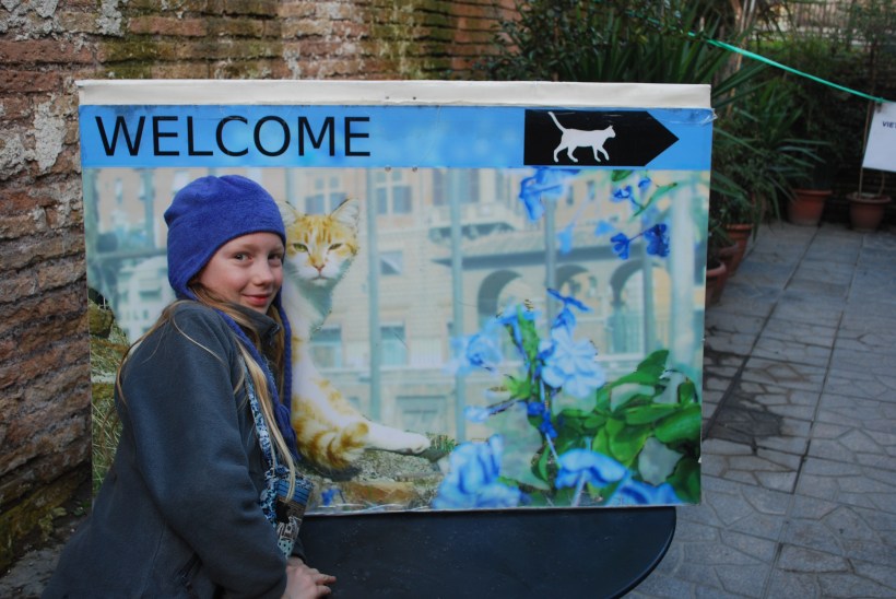 Also at Largo Argentina is a cat sanctuary where volunteers spay, neuter and vaccinated stray cats.  They adopt dozens of cats out every year and accept unwanted cats, as well.  We had fun seeing and petting all the kitties.  
