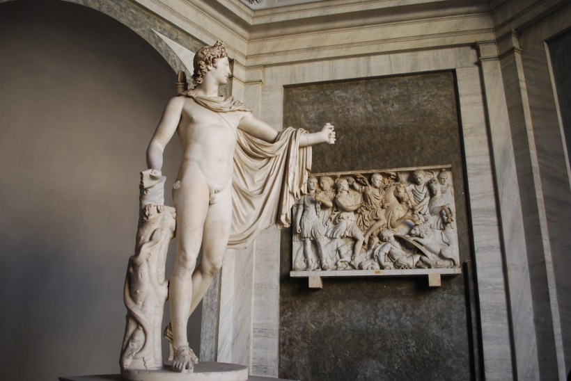 The statue, dating back to ancient Rome was an inspiration to Michelangelo.  You can see similarities in the face of this statue with the face of Jesus that Michelangelo painted in the Last Judgement in the Sistine Chapel.