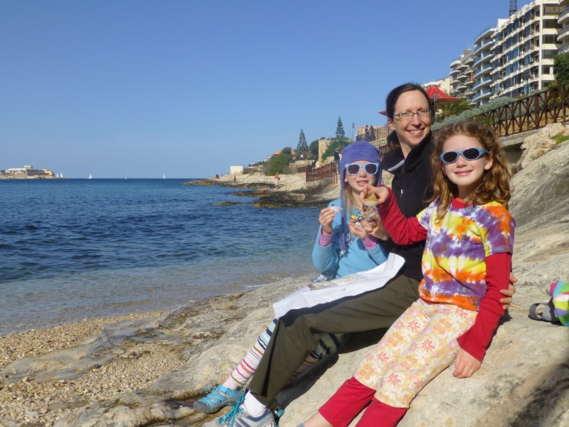 Sometimes Jon comes with us.  This day we stopped and got cannoli on the way to the beach.  Amazing!  There is the best little bakery  2 minutes from our flat and the cannoli are only 60 euro.  They might become a staple!