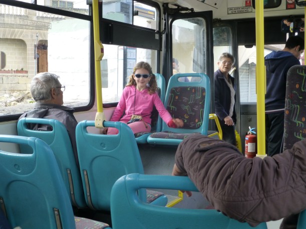 Lily was excited to sit in the seats facing backwards!