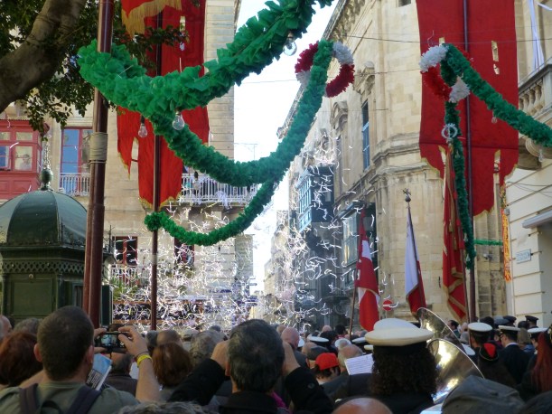 As part of the celebration, people through tons and tons of shredded paper from their balconies.