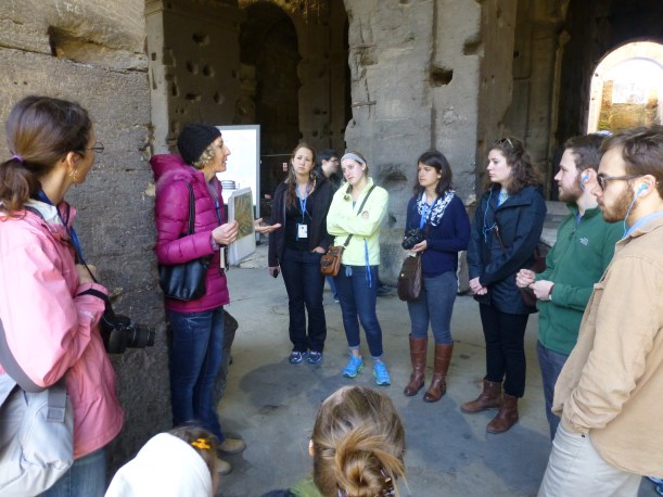 Our guide Cecilia who did an excellent job explaining the architecture, history and politics of the colloseum.  