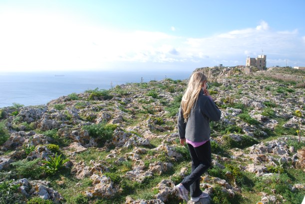 The top of the cliffs were quite rocky and made walking a little difficult.  Apparently, goats grazed all along here and depleted the top soil leaving a rocky, weedy area.