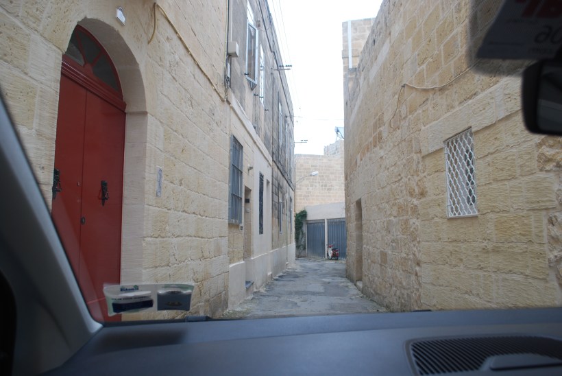 We took some back roads to try to avoid the traffic in Mosta.  This indeed is a street.  We were happy we didn't meet any oncoming traffic.