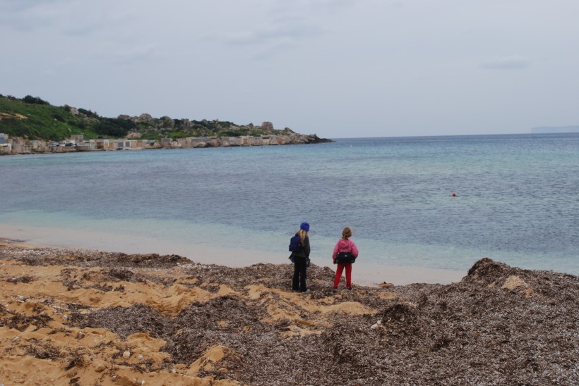 We drove west again to the other side of the island, north of Dingli.  The beach was gorgeous but chilly.  