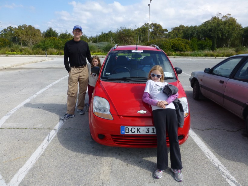We got the cutest little car.  The girls were so excited to hop in, buckle up and head out!