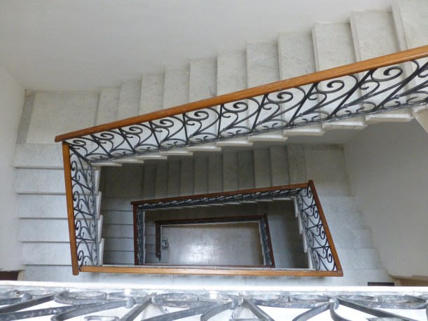 Next, you must walk up 4 flights of stairs, or 60 steps. Ready?