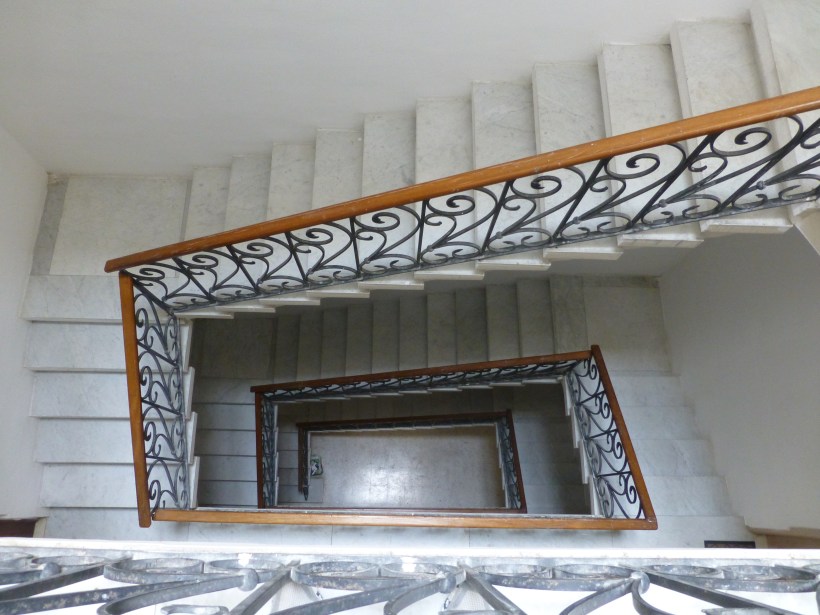 Next, you must walk up 4 flights of stairs, or 60 steps. Ready?