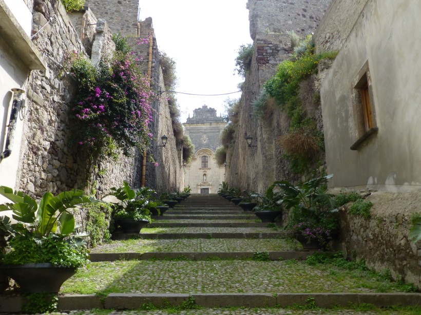 Looking up from the old part of Lipari to the even older fortified village.