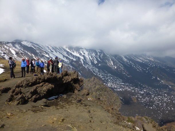 Our main hike was to this huge crater, La Mucca, or cow, because it's sort of shaped like a cow's head.  Our guide Andrea was great.  He was full of information about the history and geology of the volcano.