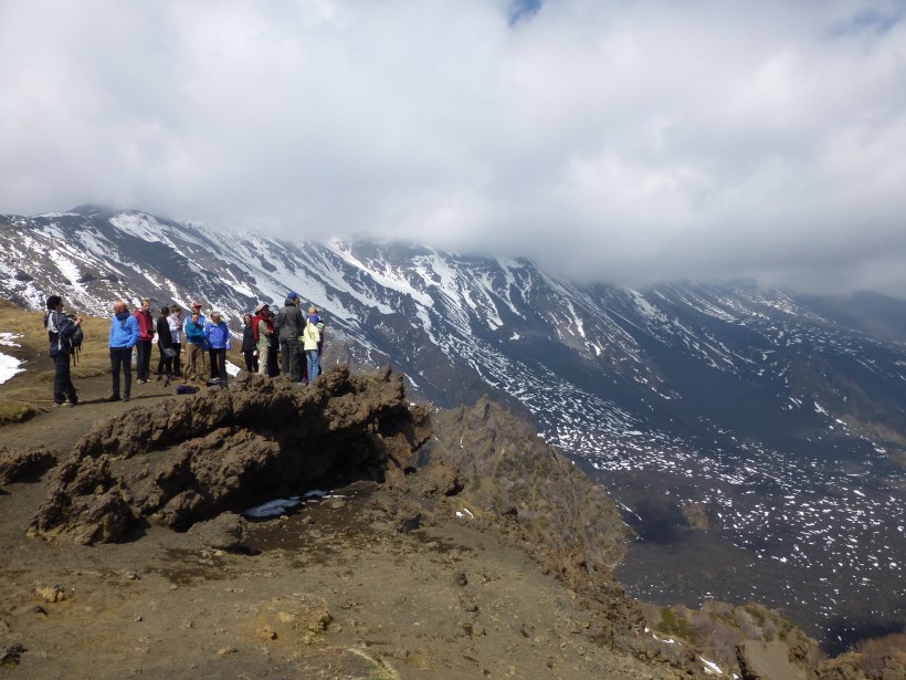 Our main hike was to this huge crater, La Mucca, or cow, because it's sort of shaped like a cow's head.  Our guide Andrea was great.  He was full of information about the history and geology of the volcano.
