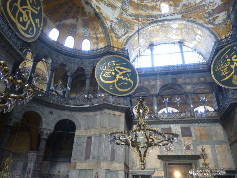 The Ayasofya started out as a Christian church, later was turned into an Islamic mosque and is now a historic museum. It is a spectacular place! And so neat to see Christian pictures of Jesus, Mary and others right alongside Islamic calligraphy.