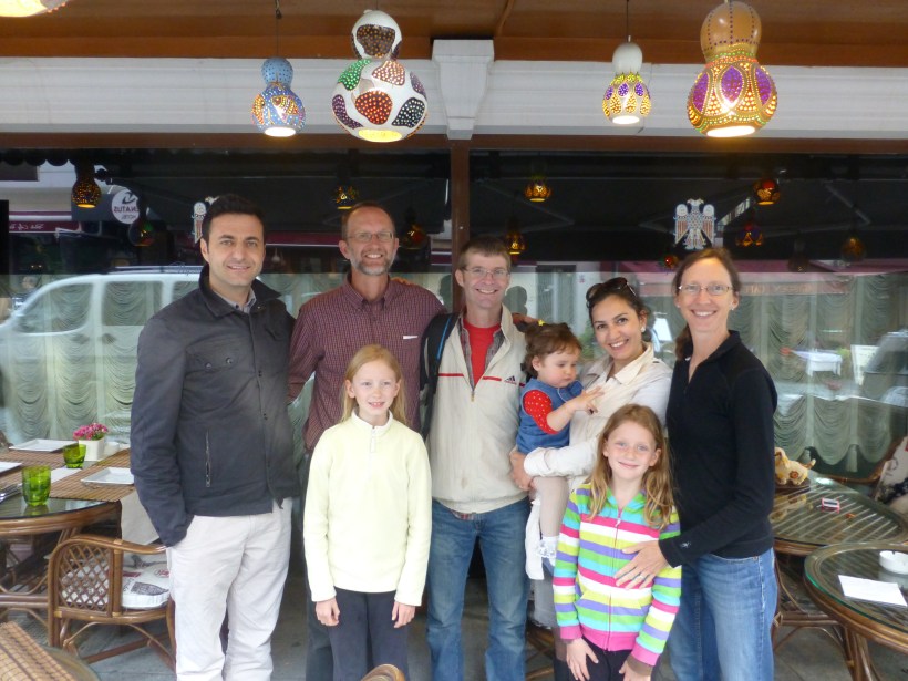 A highlight for us was meeting up with friends from Decorah right there in Istanbul! On the right of Jon is . On his left is Huseyin and next to me is his wife Elvan and their little adorable girl, Bejna.
