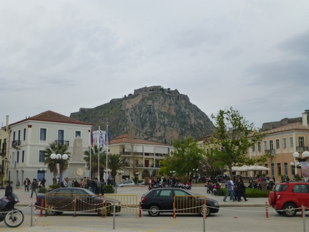 On Monday, we all went our separate ways.  Students went to Ireland, Paris, the French Alps, northern Greece and a couple Greek Islands.  We headed down the coast, west of Athens to Nafplion.  It's a cute little down dominated by a huge rock and a beautiful bay.