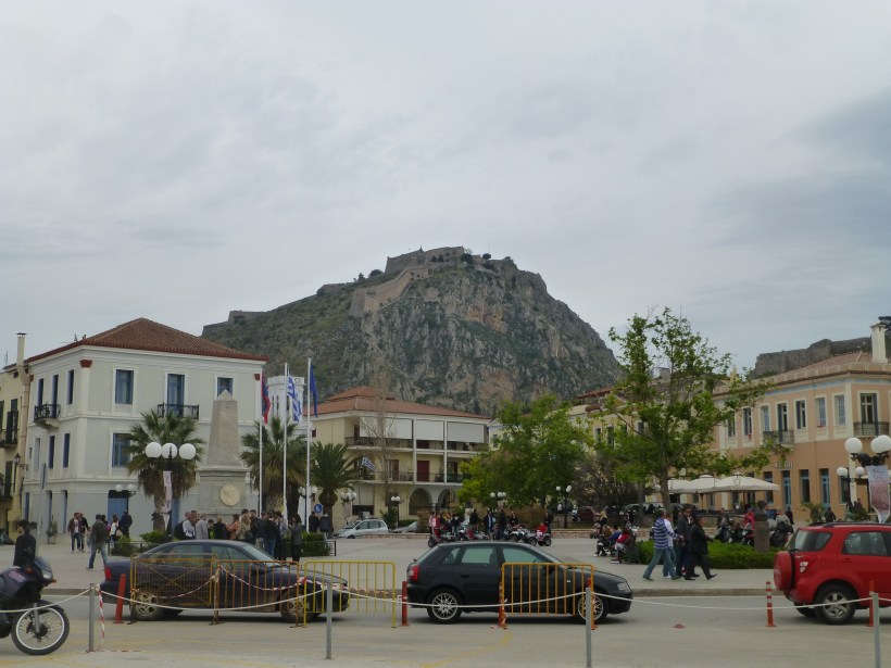 On Monday, we all went our separate ways.  Students went to Ireland, Paris, the French Alps, northern Greece and a couple Greek Islands.  We headed down the coast, west of Athens to Nafplion.  It's a cute little down dominated by a huge rock and a beautiful bay.