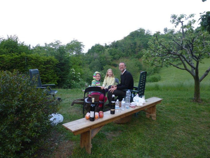 We love a simple supper of bread, cheese, meat, fruit and wine.  And what a beautiful setting our bed and breakfast provided!