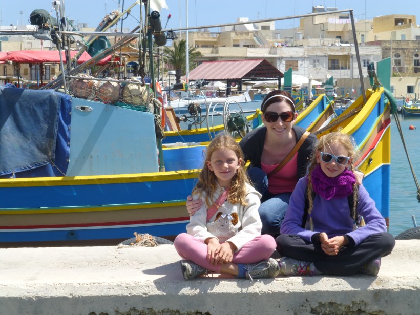 We rented a van one day and took them on a little island tour.  First stop, Marsaxlokk.  Everyone loved this cute fishing village.
