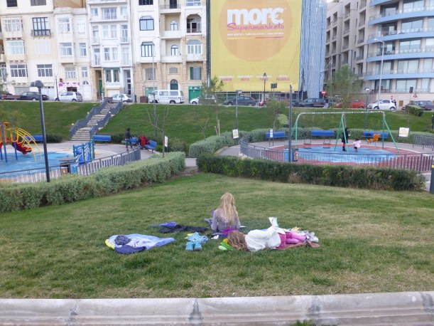 This is the Big Park.  It is one of the only parks that has grass and it has the most stuff.