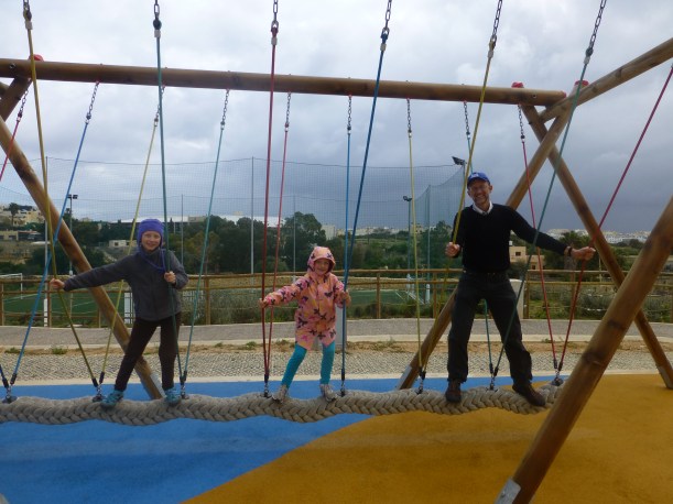 There is a really fun swing that goes side to side.