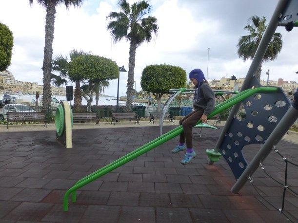 This is the park we found on Daddy's birthday when we ate lunch in Marsascala.