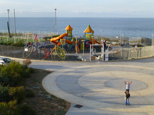 This is Pembroke Gardens. It's really fun because there are waterfalls and streams to play in.