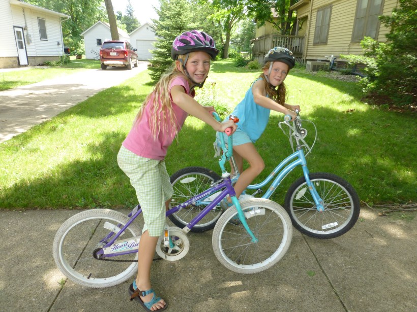 Biking! The girls are so excited to have their bikes back and have safe sidewalks to ride on. At least in New Hampton. Back home, we just have gravel roads.