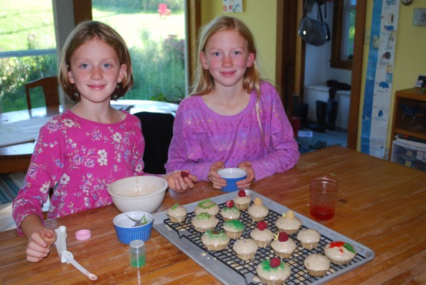 We made some maple cupcakes just like Laura Ingalls used to eat (minus the green sprinkles).