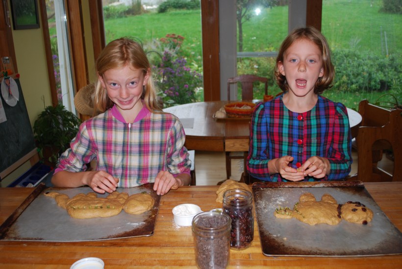 Having fun making dragon bread for Michaelmas!