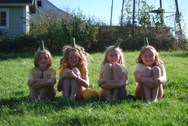 Some friends came over for an afternoon.  The day ended with a re-inactment of The 5 Little Pumpkins.