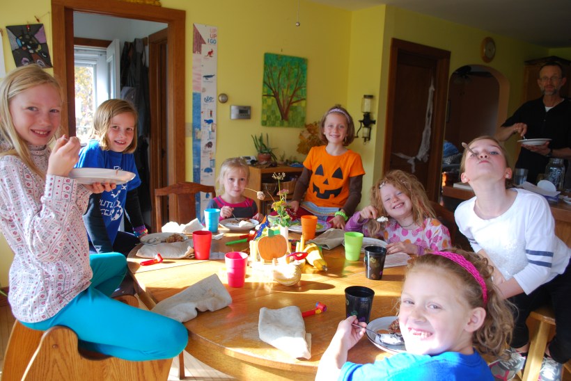 We had apple crisp and ice cream for snack after opening presents.