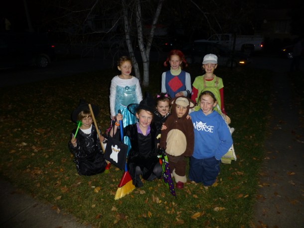 The only decent photo I have of them!  This was after supper and before they went out trick-or-treating.