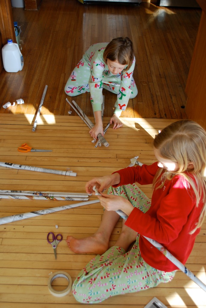 Yesterday, we spent some time making structures with newspapers as well as toothpicks and marshmallows.