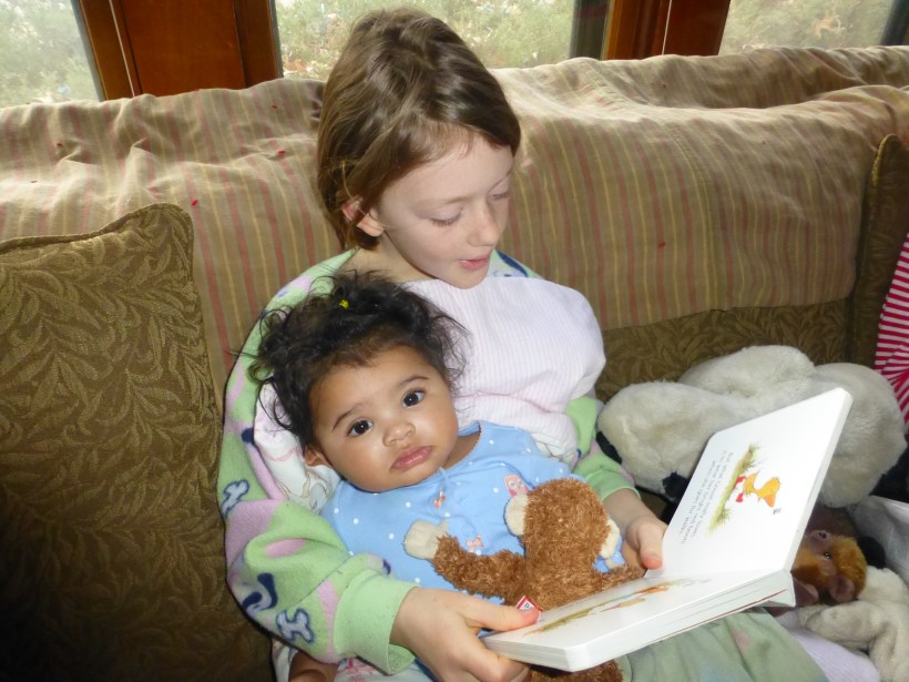 Both girls had so much fun playing with their cousin.  