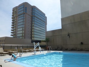 The pool at our hotel. The girls are really having a lot of fun swimming these days.