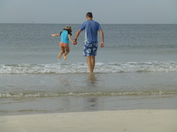 The water was a little cold for swimming, but just right for jumping waves.