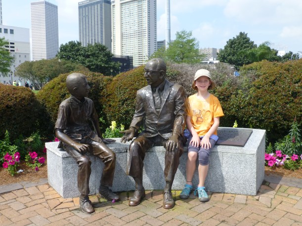 Taking a break from all the walking and the heat.