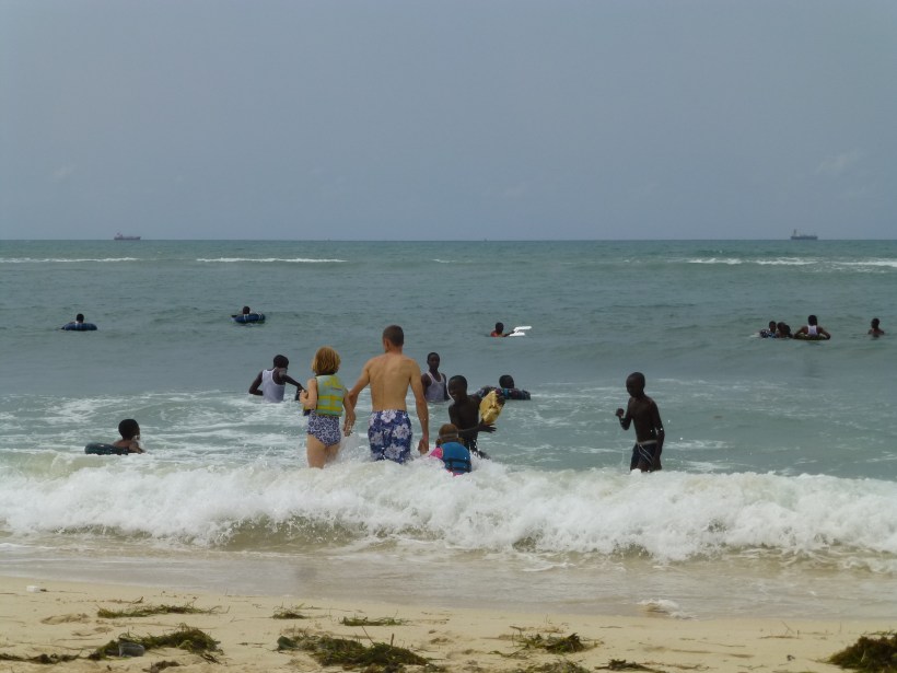 The girls loved playing in the waves with Jon (and with life jackets!).
