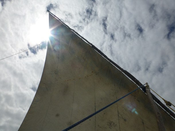 On the way back, we got to sail in the dhow and the sun was so pretty on the sail.