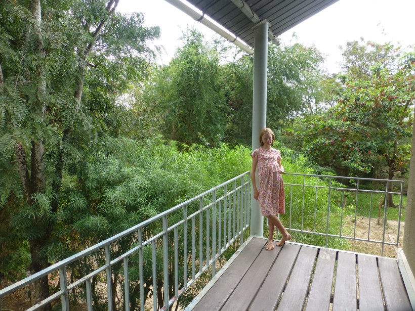 This is me on one of the three balconies. There is a balcony door in each bedroom and 2 in the hall.