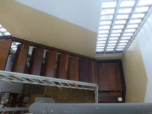 These are our stairs. We took a picture of them because we thought they were really cool. I call them xylophone stairs because when you run up them quickly, they each make a different hollow noise.