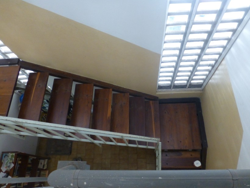 These are our stairs. We took a picture of them because we thought they were really cool. I call them xylophone stairs because when you run up them quickly, they each make a different hollow noise.