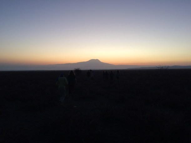 We went on an early morning walk to watch the sun rise above Mt. Kilimanjaro.
