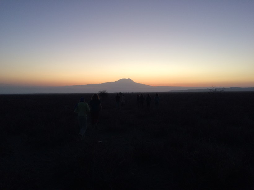 We went on an early morning walk to watch the sun rise above Mt. Kilimanjaro.