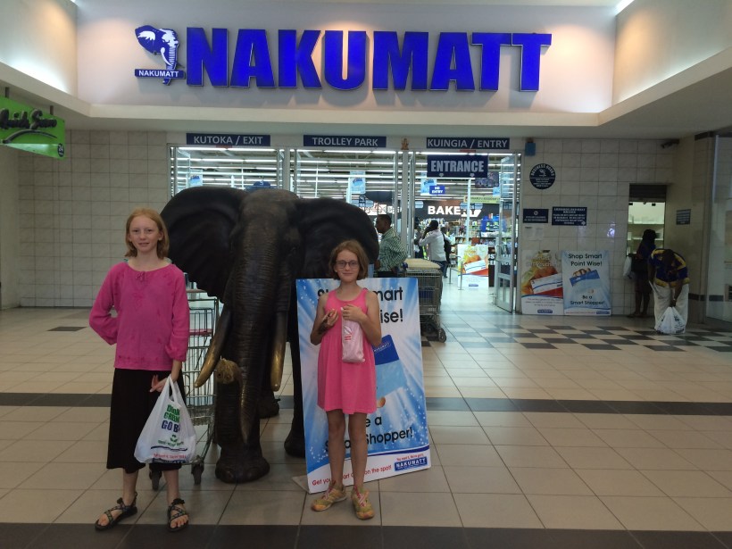 We often go to the western grocery store, Nakumatt. Here we can buy some American foods (American Garden label!), brown (whole wheat) bread and a few other things that are hard to find elsewhere.