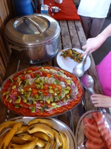 We eat great food here! Our cook, Ino makes a variety of really delicious foods - we always look forward to meals.